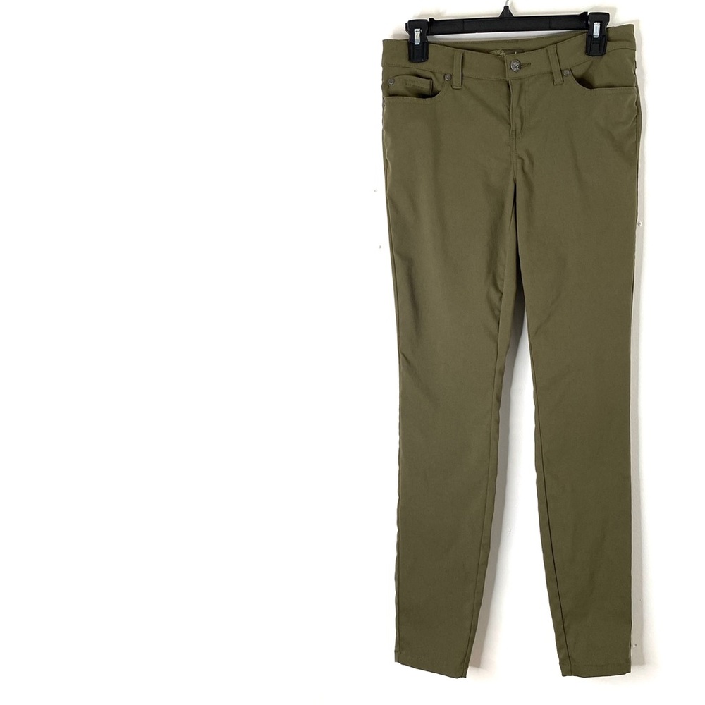 Prana Olive Green Stretch Skinny Pants Nylon Blend Five Pocket Outdoor Casual